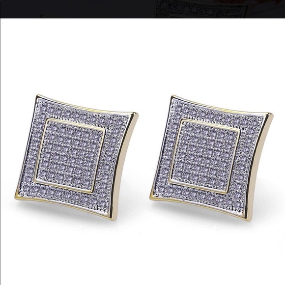 18K Gold Plated Square Diamonds - Picture 4 of 4